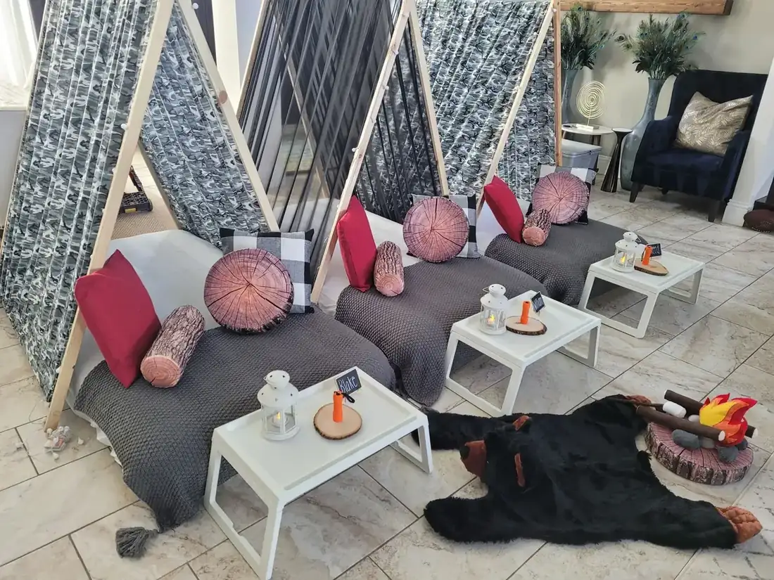Campfire Dreams Sleepover Party setup by In Your Dreams Sleepovers in Tampa Bay
