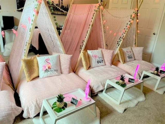 Let's Flamingle sleepover party theme