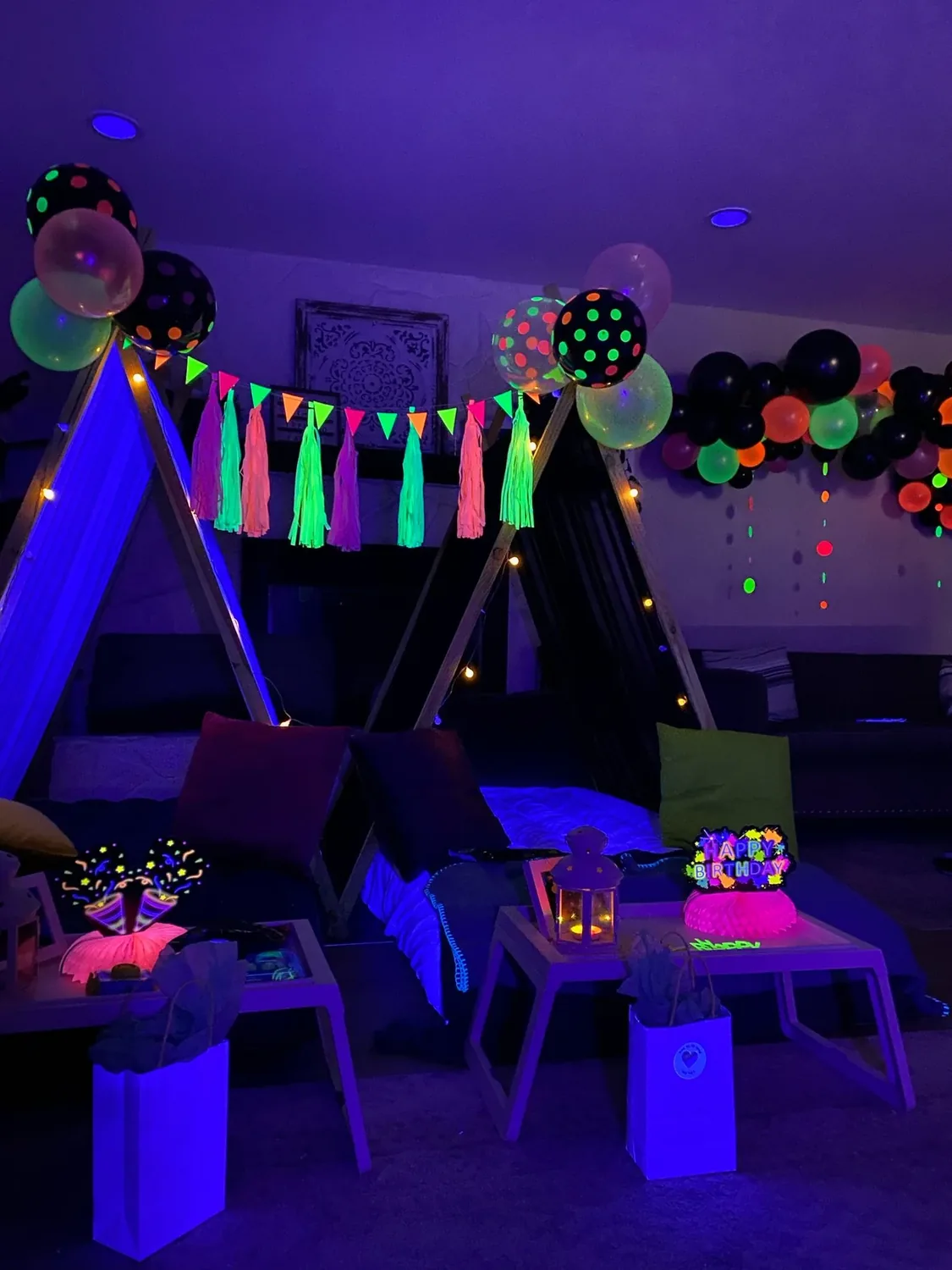 Glow Crazy sleepover party theme