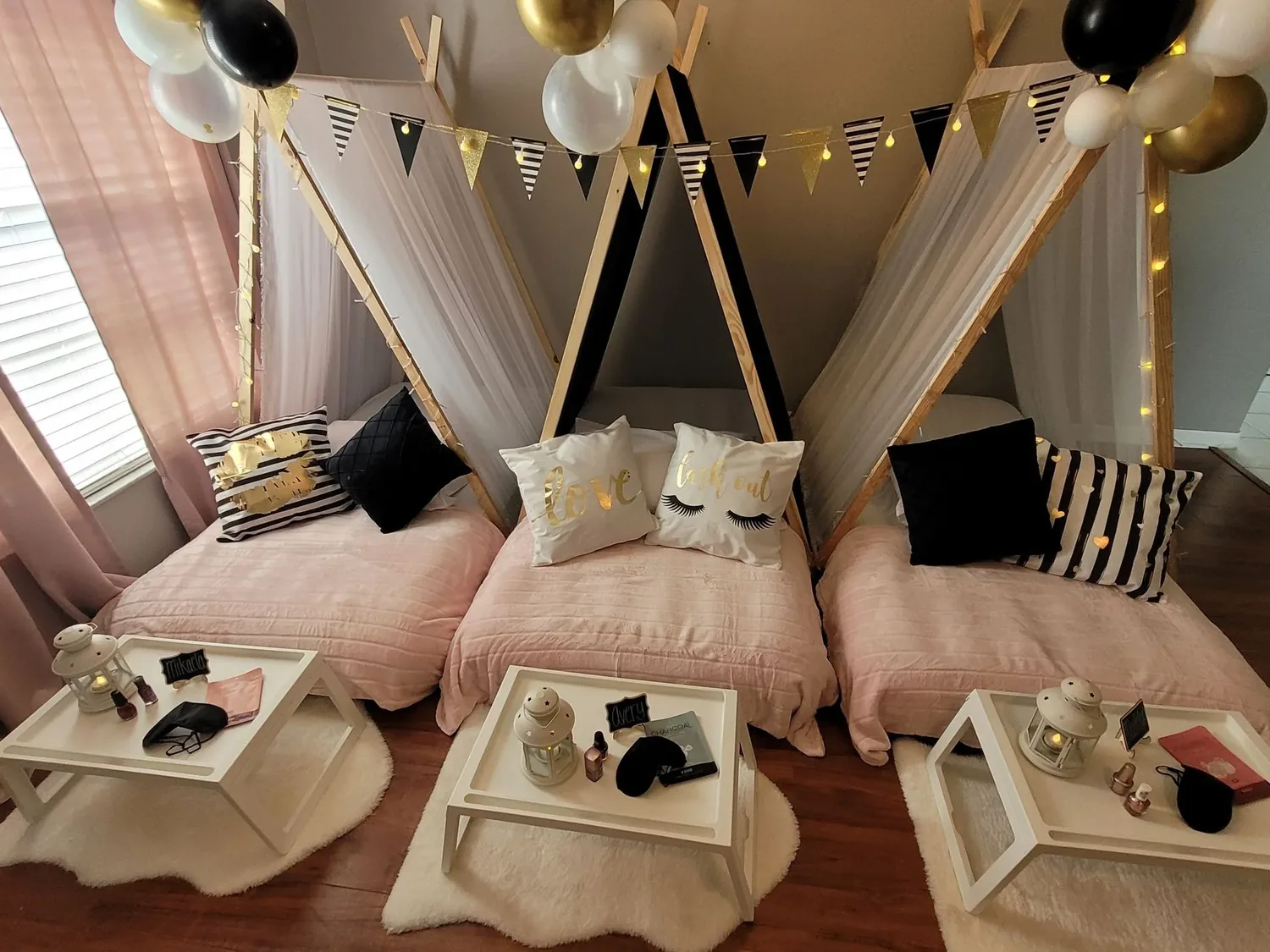 Lash Out Sleepover Party setup by In Your Dreams Sleepovers in Tampa Bay