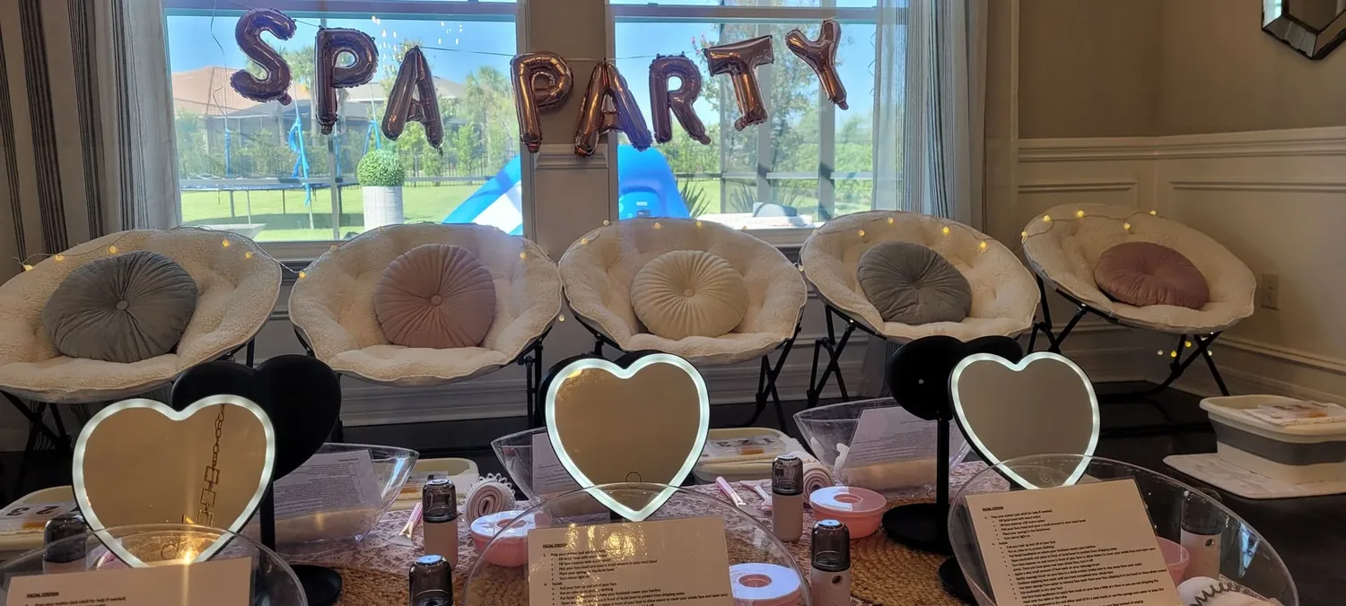 Spa party pedicure station setup